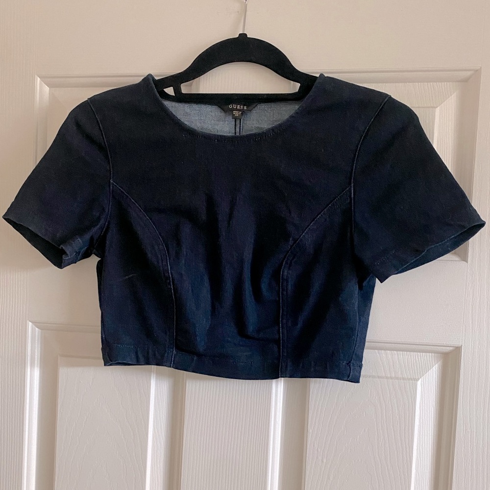 Guess - XS dark denim crop top